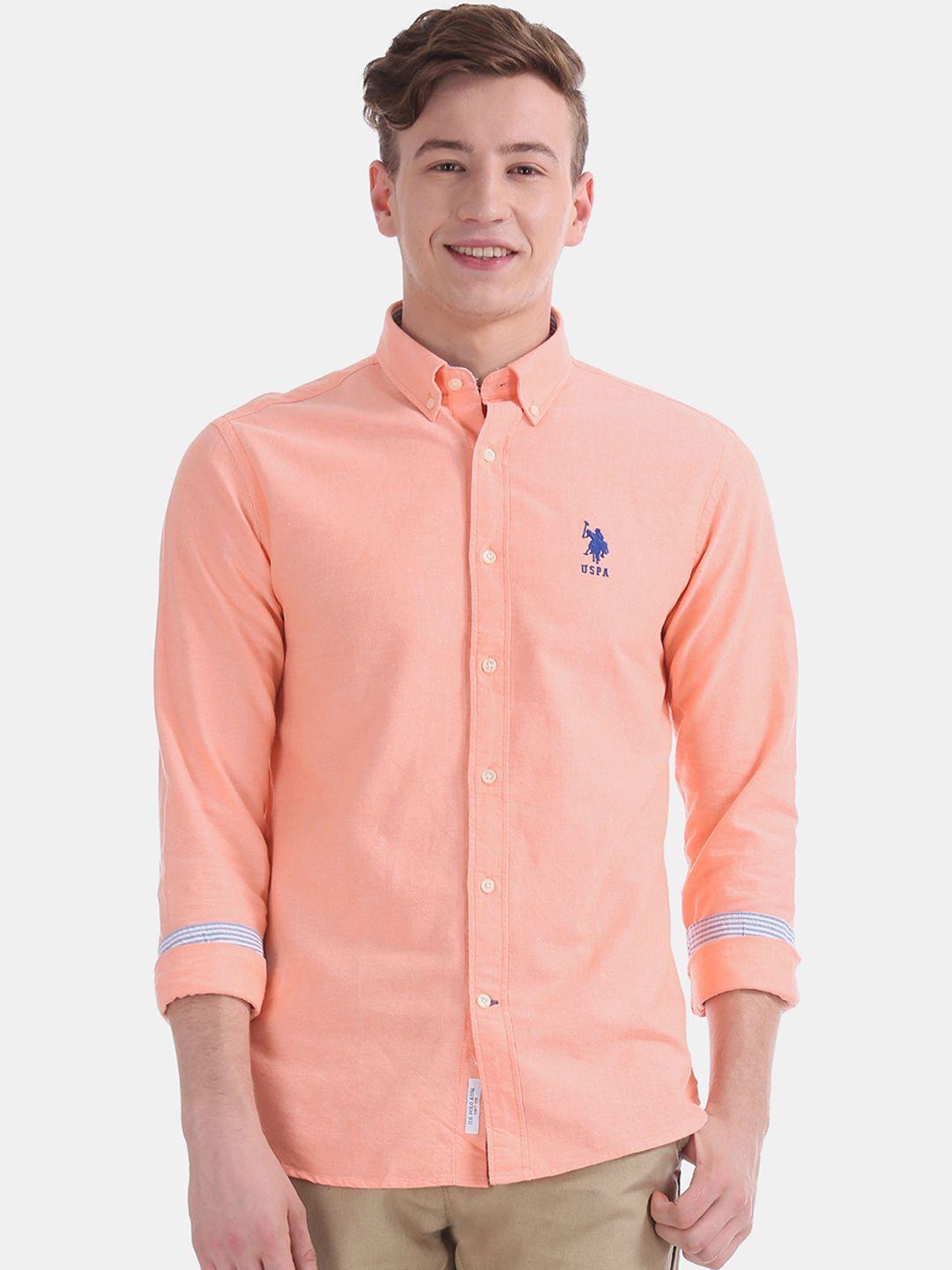 u.s. polo assn. men orange casual shirt