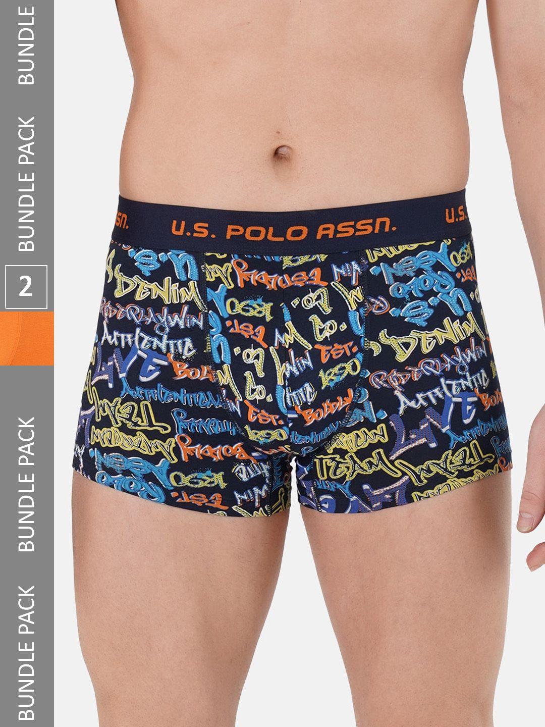 u.s. polo assn. men pack of 2 brand logo printed iyak trunks