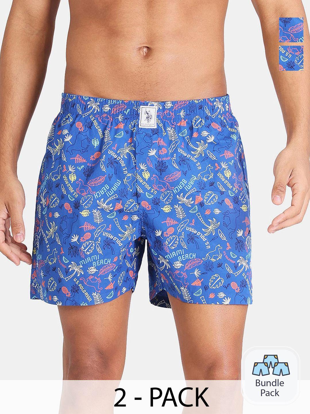 u.s. polo assn. men pack of 2 conversational printed pure cotton boxers 17730098-2