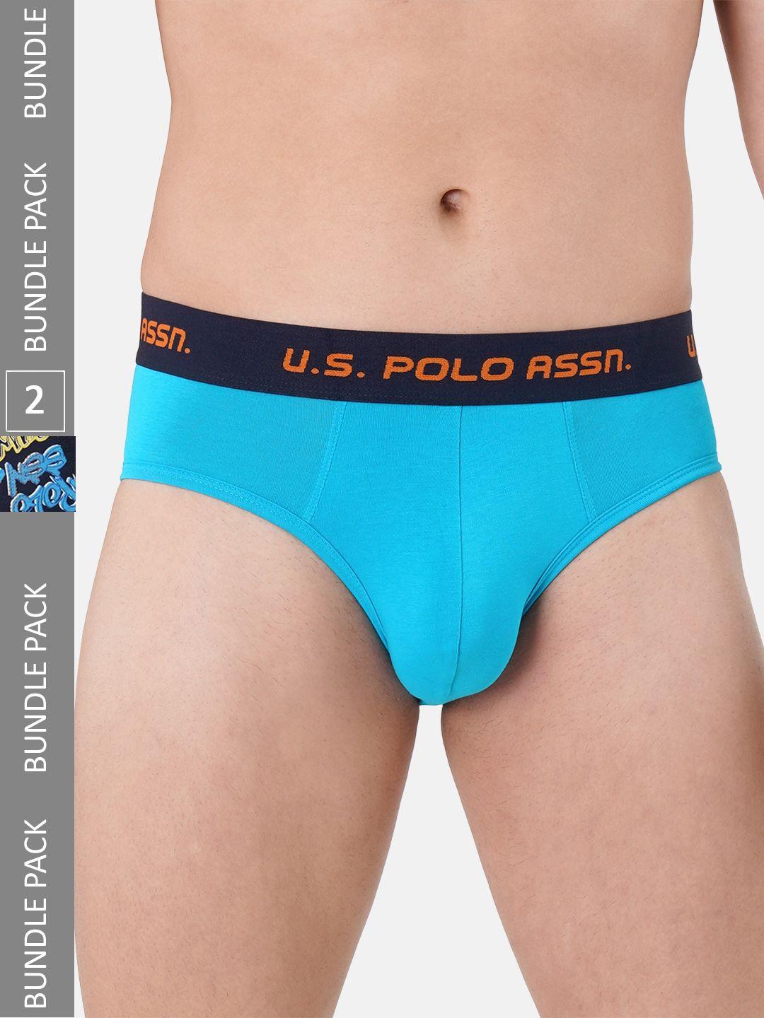 u.s. polo assn. men pack of 2 printed mid-rise basic briefs