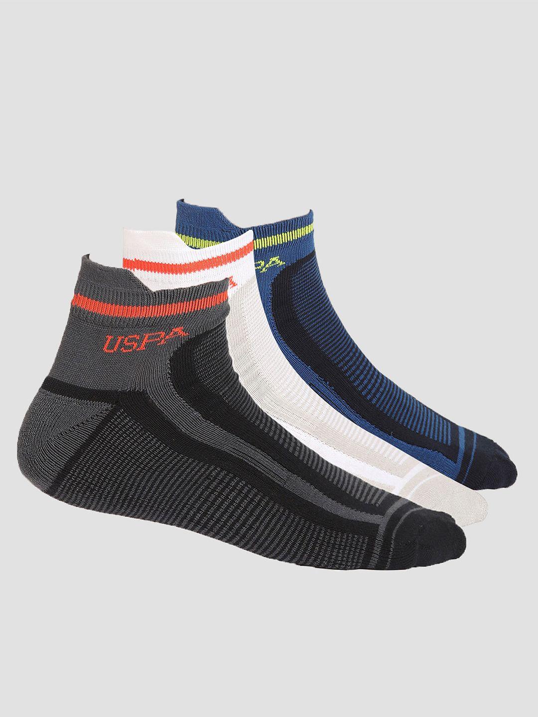 u.s. polo assn. men pack of 3 anti microbial patterned ankle-length socks