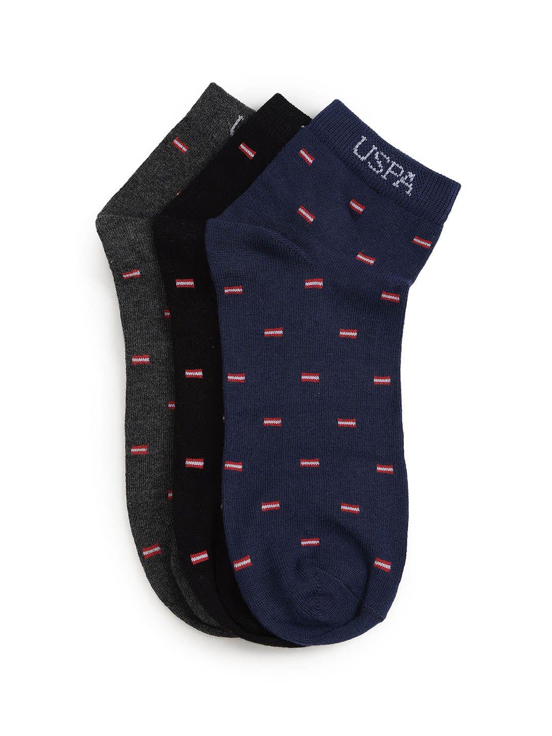 u.s. polo assn. men pack of 3 patterned ankle length socks