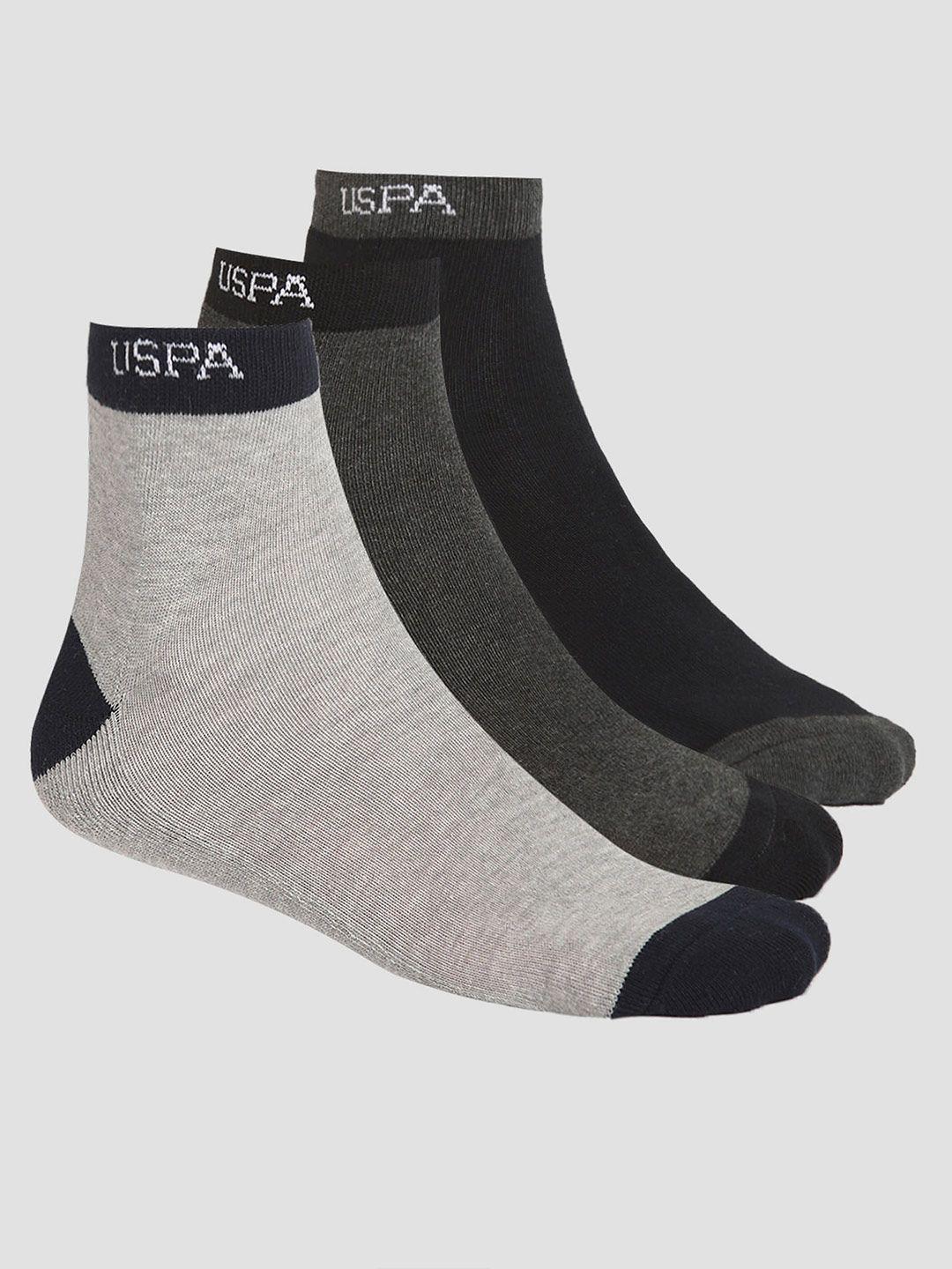 u.s. polo assn. men pack of 3 patterned anti microbial ankle length socks