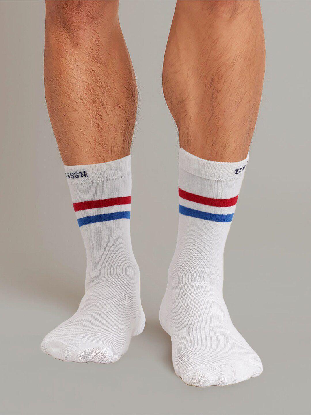 u.s. polo assn. men pack of 3 white solid calf length socks -white i647