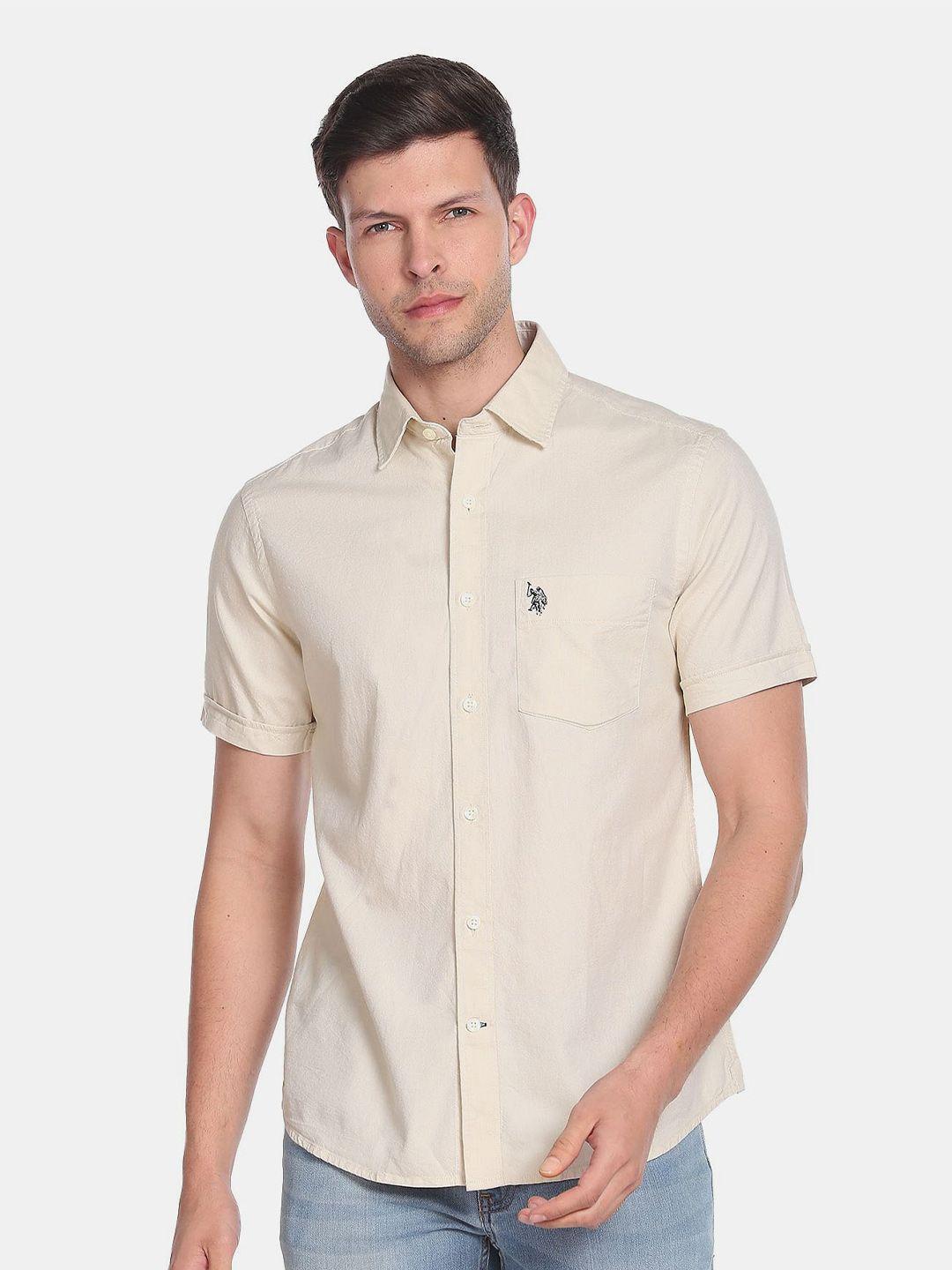 u.s. polo assn. men printed casual cotton shirt