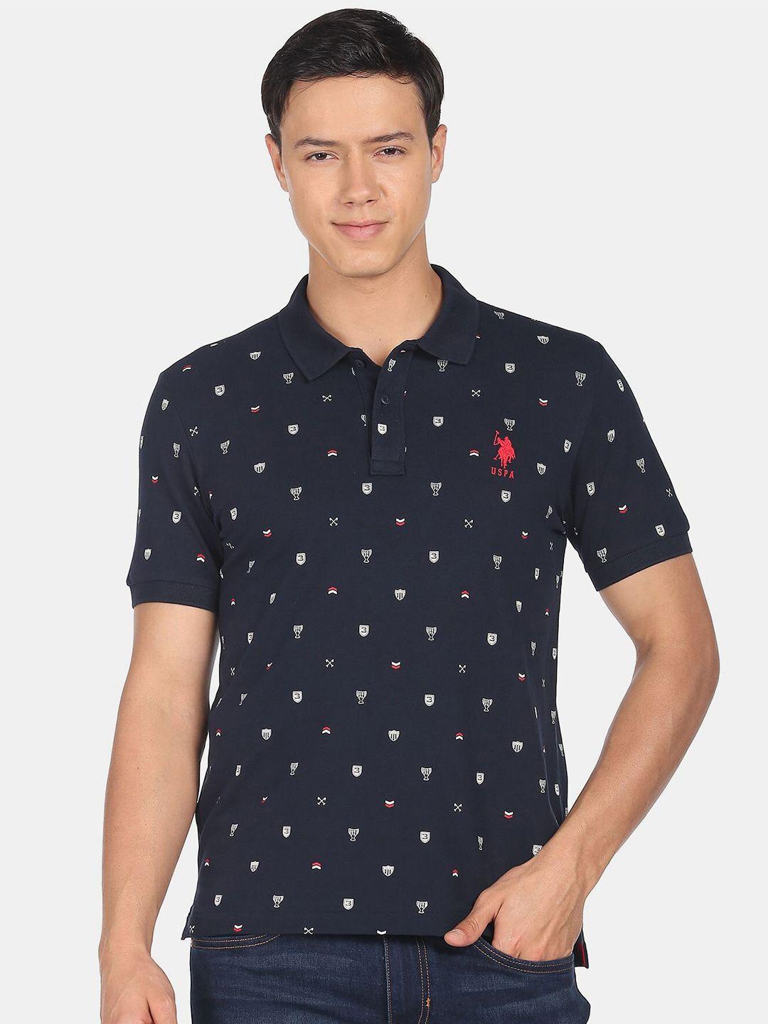 u.s. polo assn. men printed polo collar pure cotton t-shirt