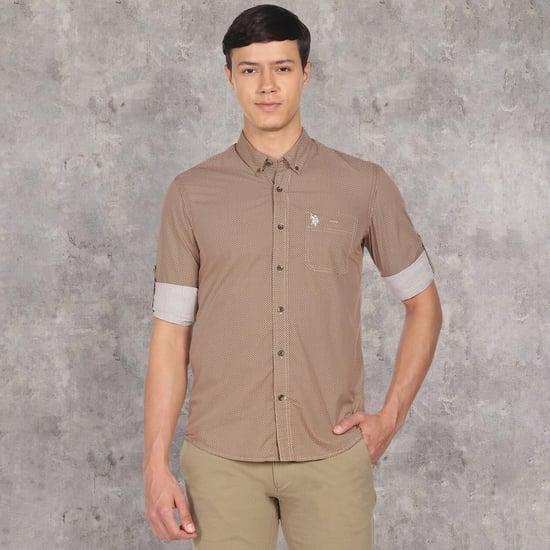 u.s. polo assn. men printed regular fit casual shirt