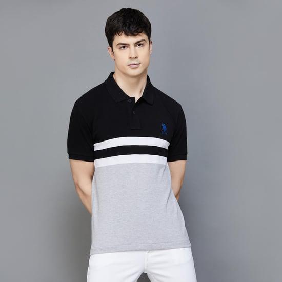 u.s. polo assn. men printed regular fit cotton polo t-shirt