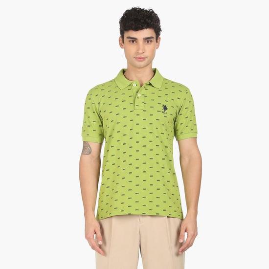 u.s. polo assn. men printed regular fit half sleeves polo t-shirt