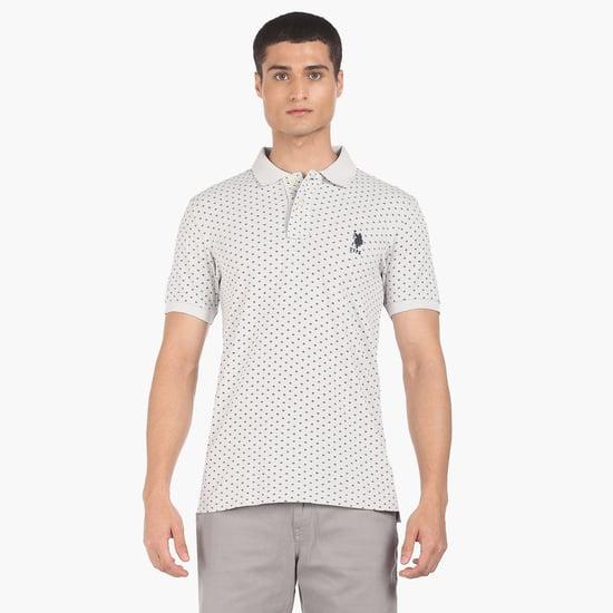 u.s. polo assn. men printed regular fit half sleeves polo t-shirt