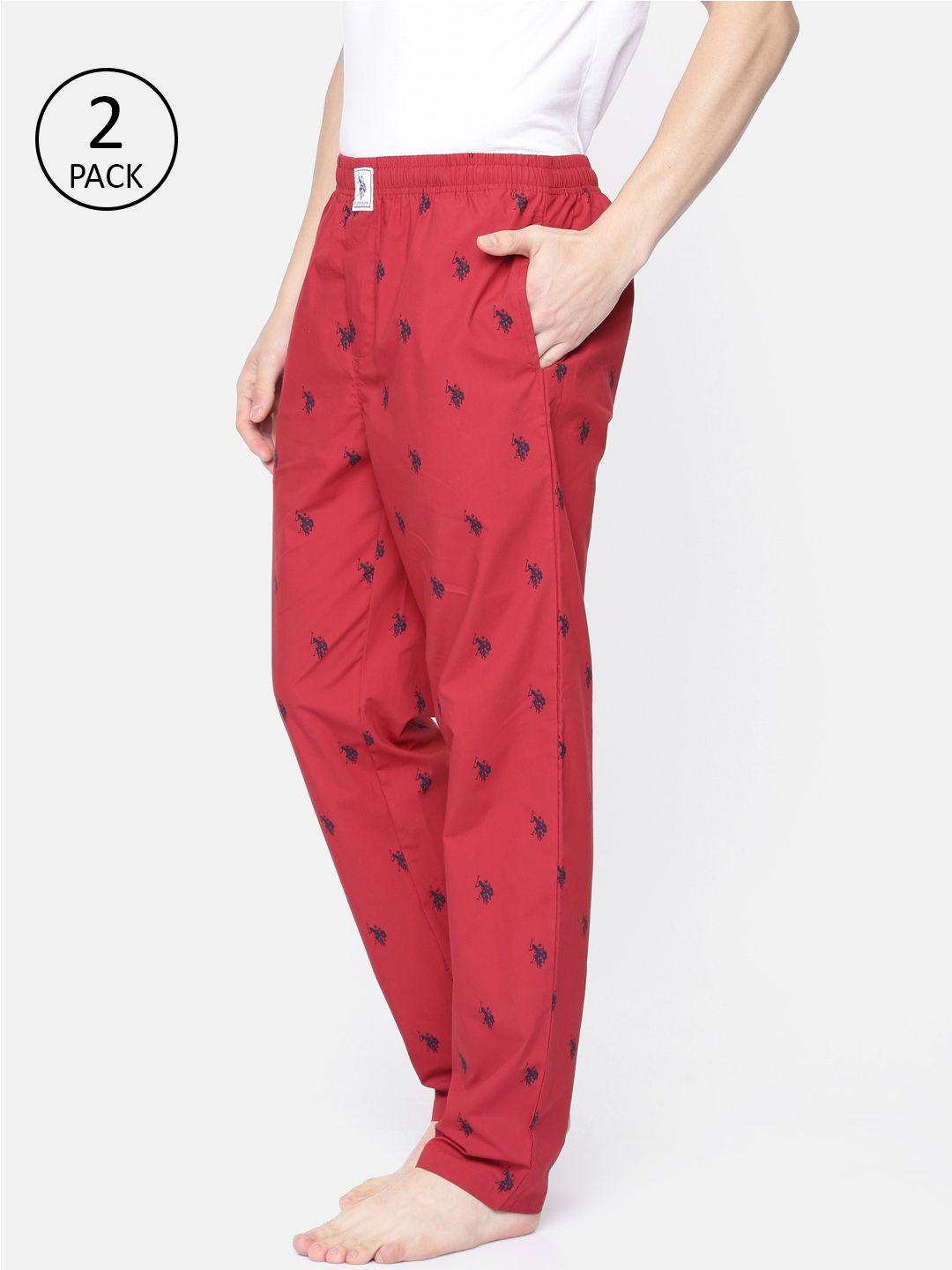 u.s. polo assn. men red and black printed lounge pants