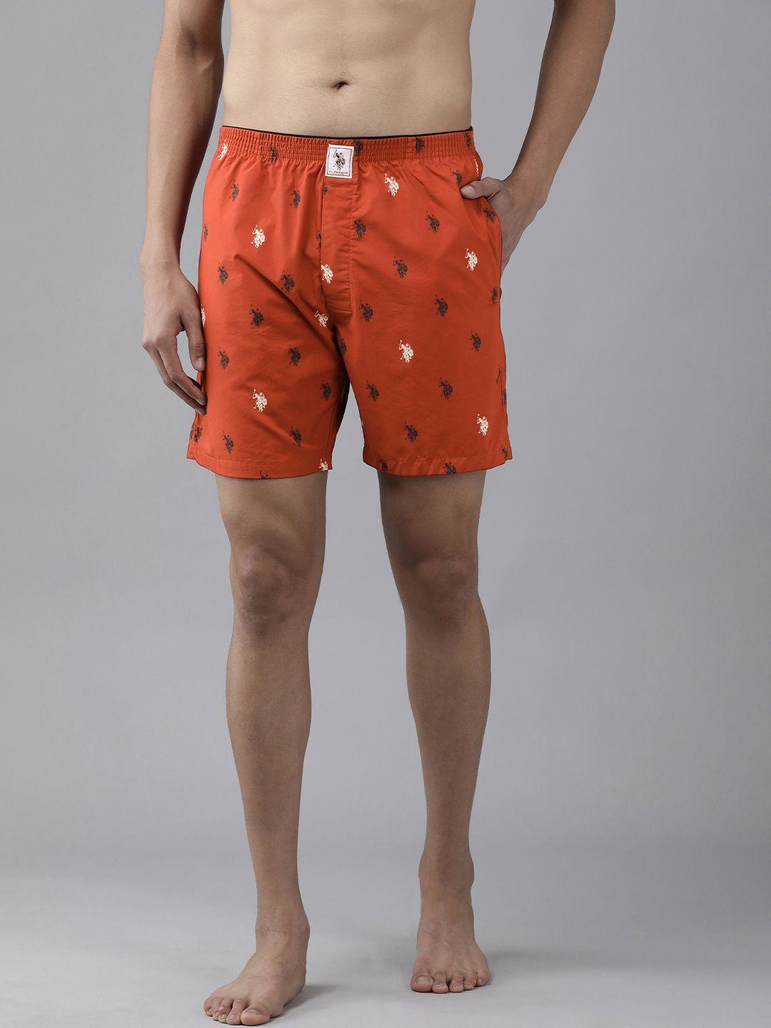 u.s. polo assn. men rust printed cotton boxers