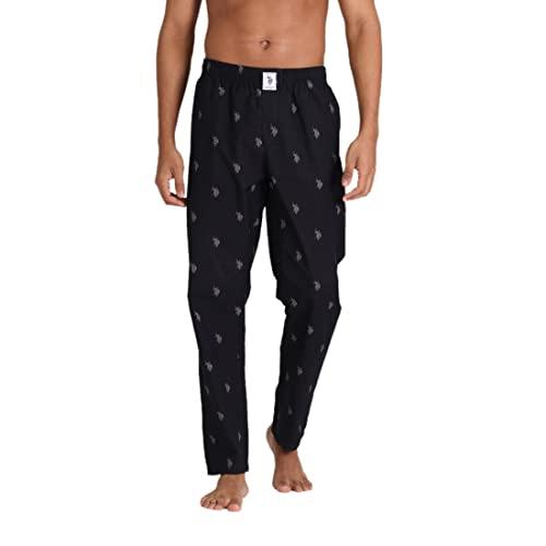 u.s. polo assn. men signature logo print cotton lounge bottom regular fit pantss - pack of 1 (black l), medium