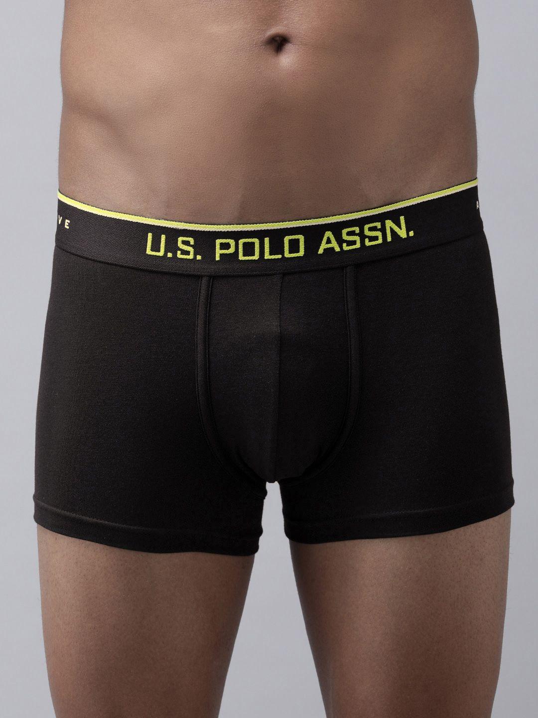 u.s. polo assn. men solid black trunks