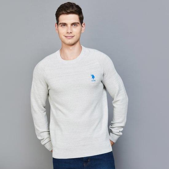 u.s. polo assn. men solid flat knit sweater