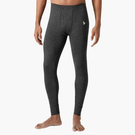 u.s. polo assn. men solid heathered thermal pants