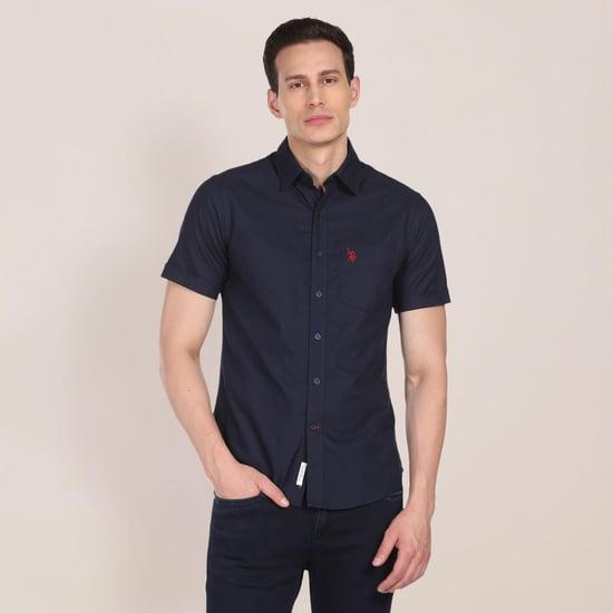 u.s. polo assn. men solid regular fit casual shirt