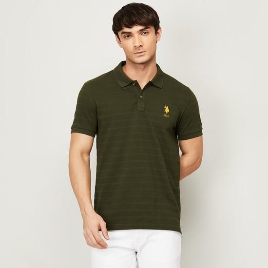 u.s. polo assn. men solid regular fit polo t-shirt