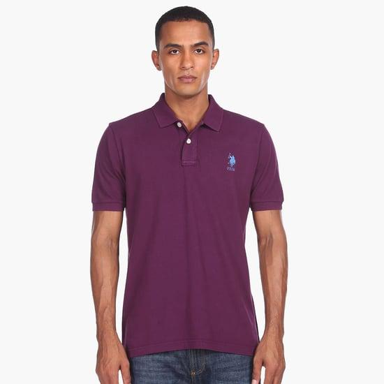 u.s. polo assn. men solid regular fit polo t-shirt