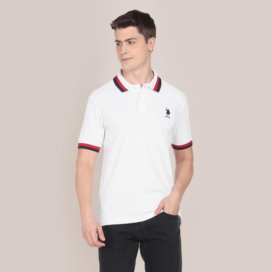 u.s. polo assn. men solid regular fit polo t-shirt