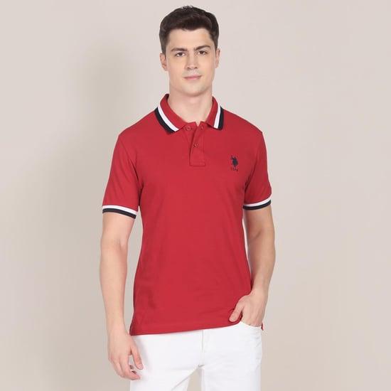 u.s. polo assn. men solid regular fit polo t-shirt