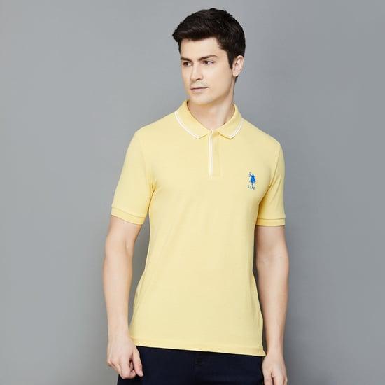 u.s. polo assn. men solid regular fit polo t-shirt