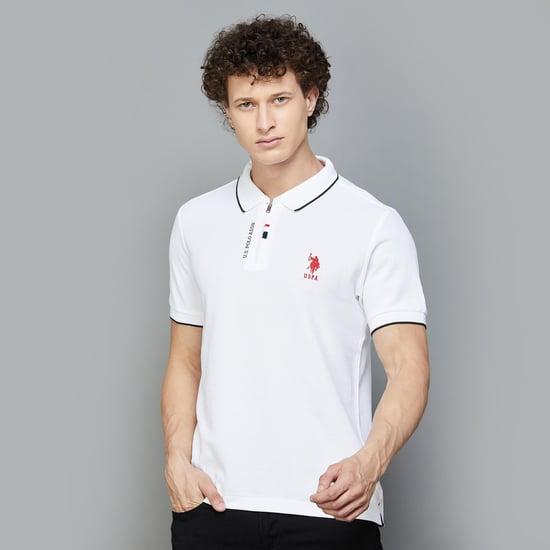 u.s. polo assn. men solid regular fit polo t-shirt