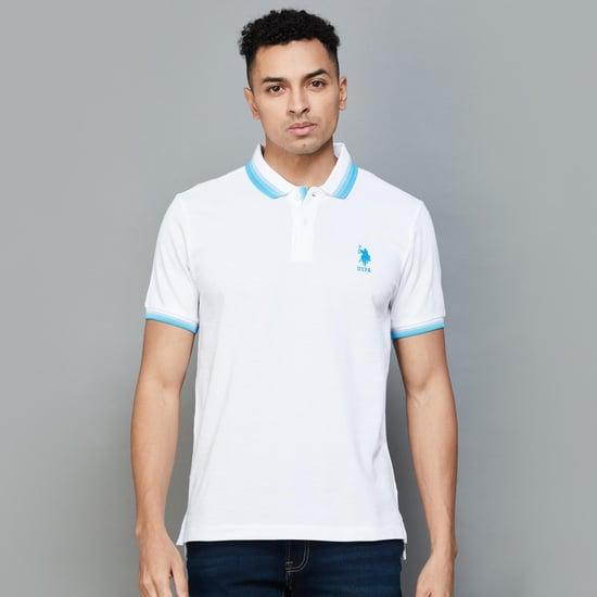 u.s. polo assn. men solid regular fit polo t-shirt