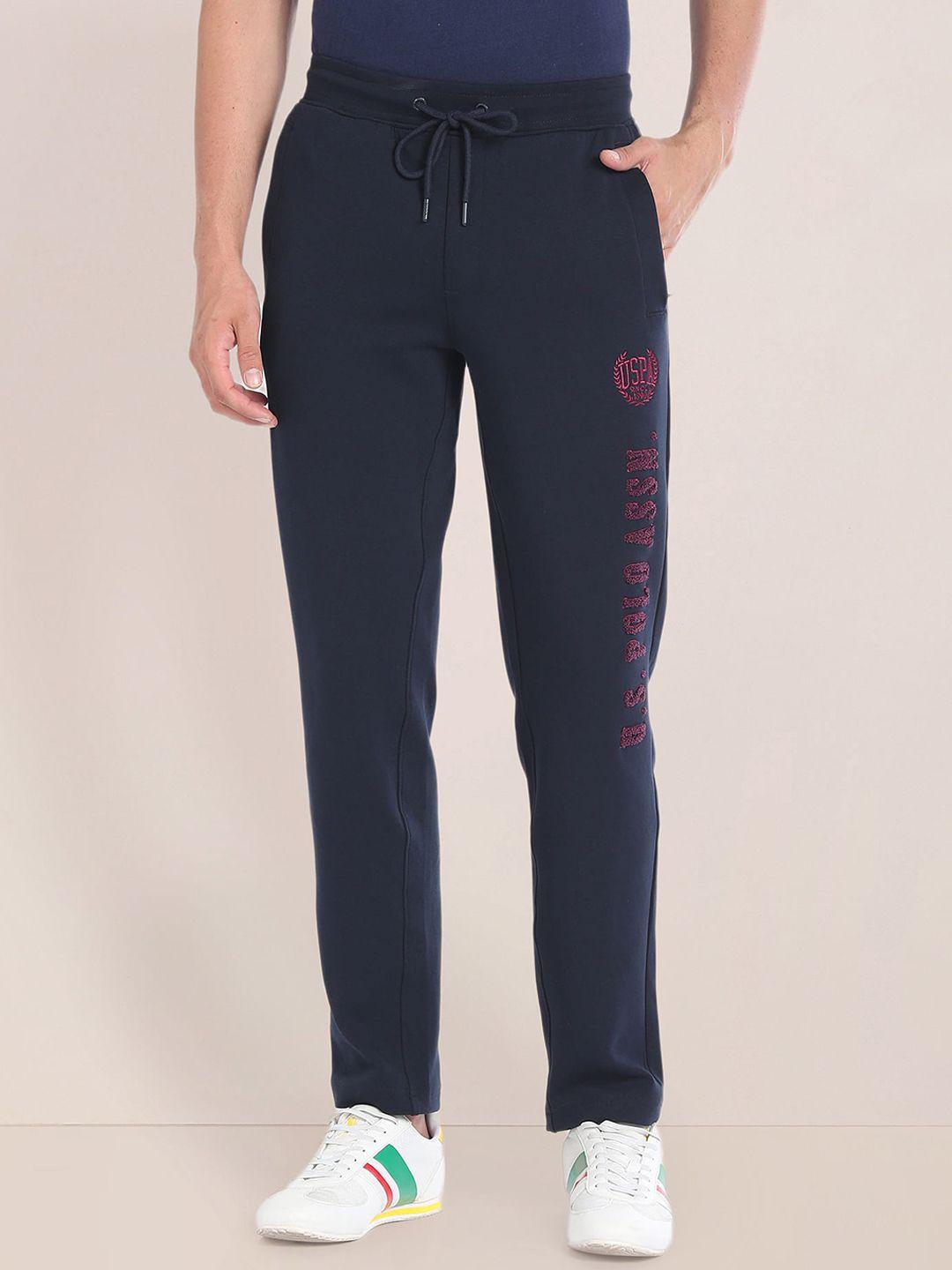 u.s. polo assn. men straight-fit mid-rise brand name printed track pants