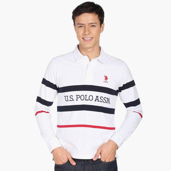 u.s. polo assn. men striped long sleeve regular fit polo t-shirt