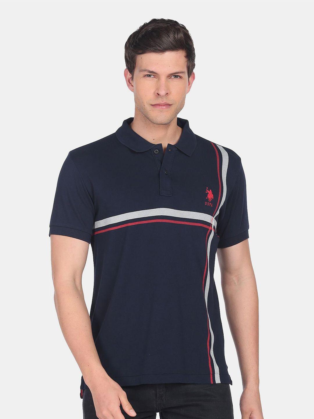 u.s. polo assn. men striped polo collar slim fit cotton t-shirt