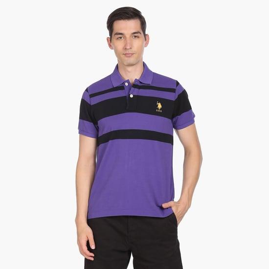 u.s. polo assn. men striped regular fit half sleeves polo t-shirt