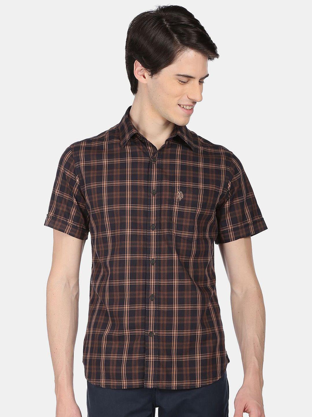 u.s. polo assn. men tartan checks casual pure cotton shirt