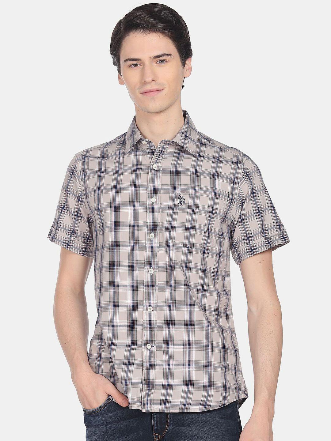 u.s. polo assn. men tartan checks pure cotton casual shirt