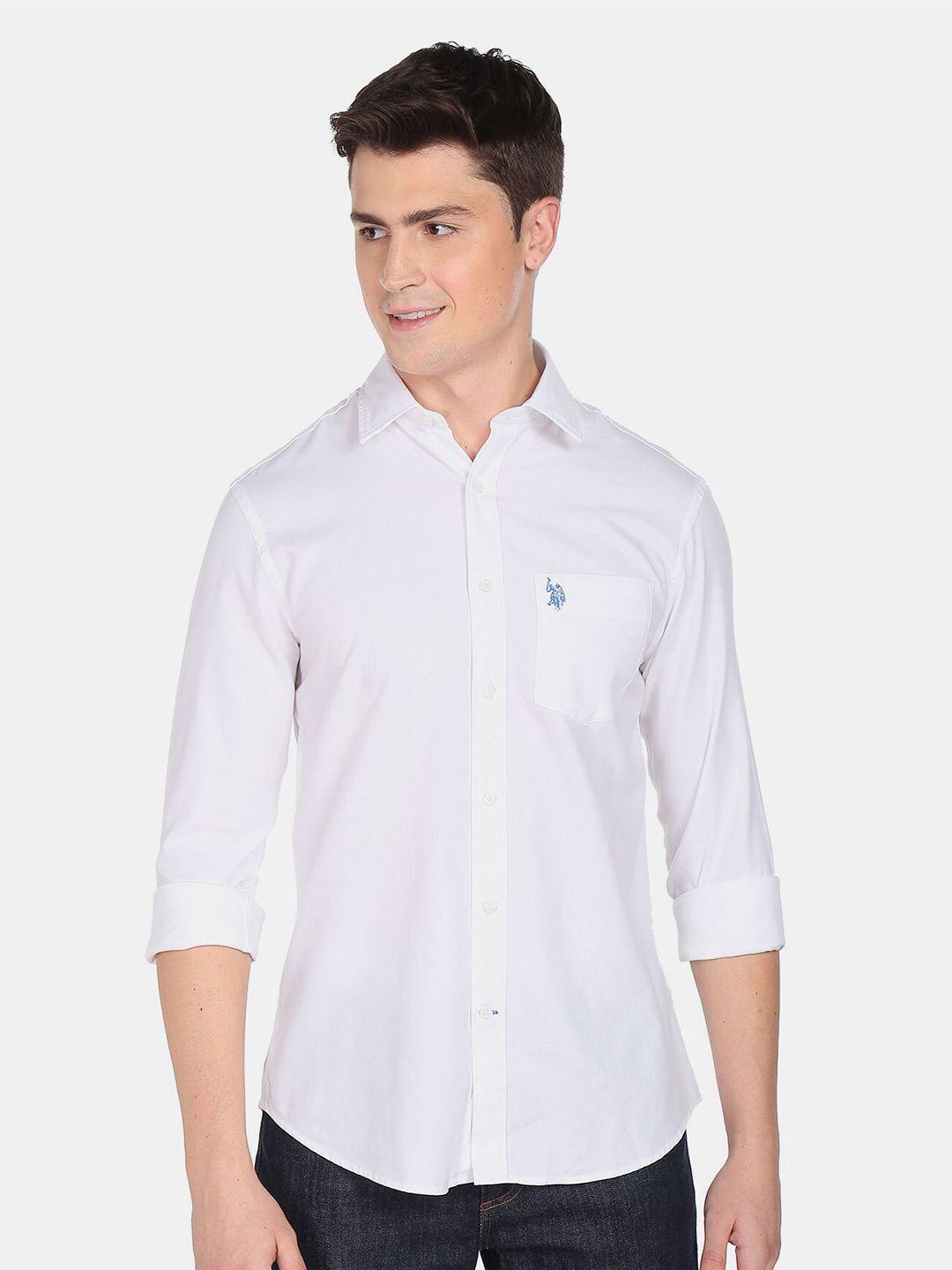 u.s. polo assn. men white pure cotton casual shirt