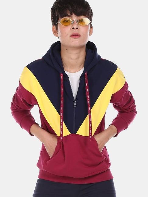 u.s. polo assn. multicolor cotton color-block hoodie