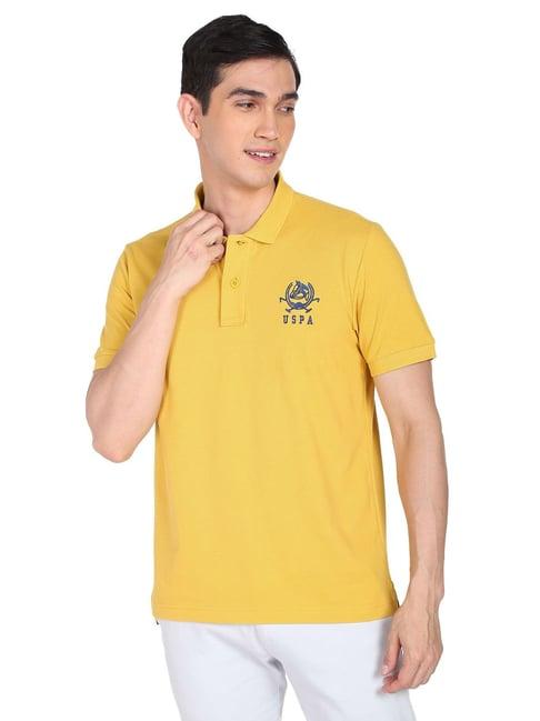 u.s. polo assn. mustard cotton regular fit polo t-shirt