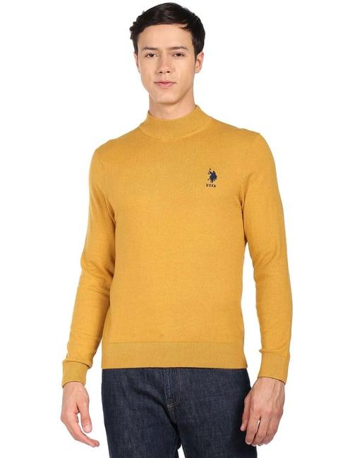 u.s. polo assn. mustard cotton regular fit sweater