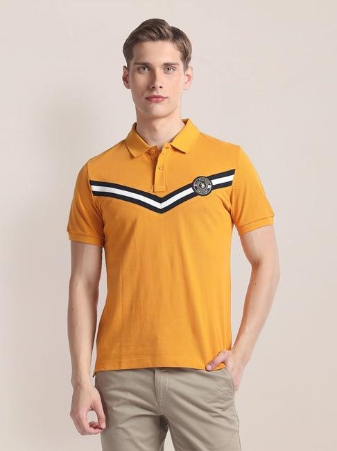 u.s. polo assn. mustard slim fit striped polo t-shirt