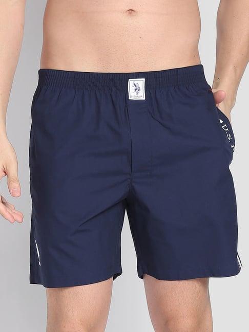 u.s. polo assn. navy blue cotton regular fit striped boxers