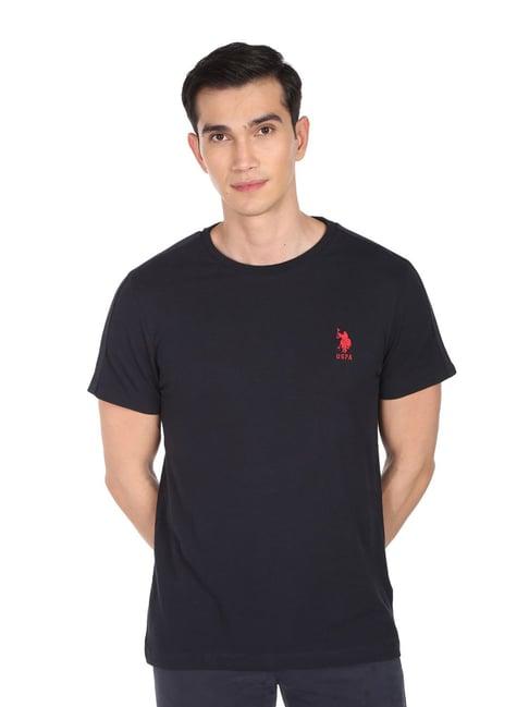 u.s. polo assn. navy cotton regular fit striped t-shirt