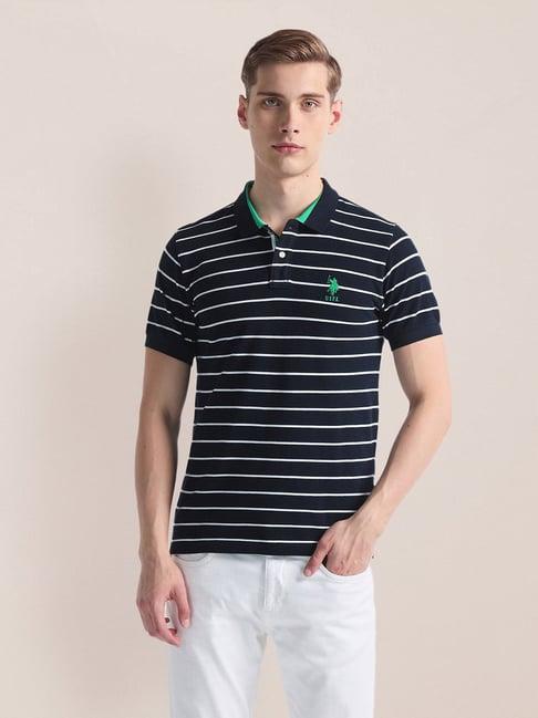 u.s. polo assn. navy slim fit striped polo t-shirt