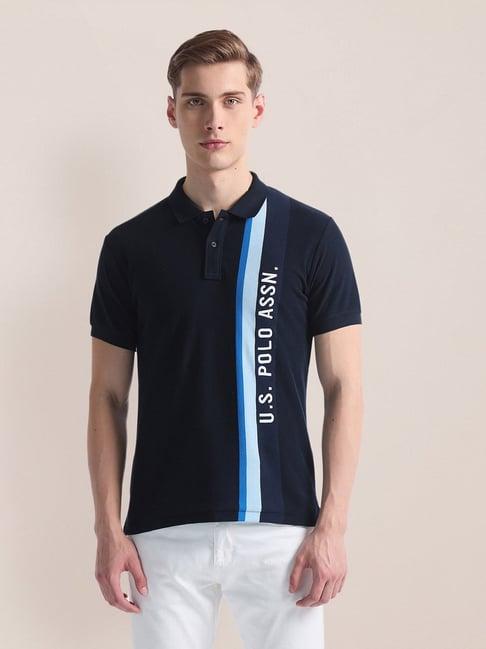 u.s. polo assn. navy slim fit striped polo t-shirt