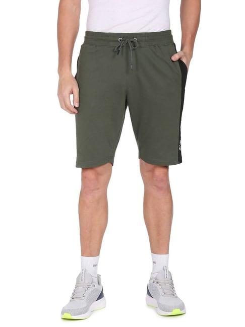 u.s. polo assn. olive cotton regular fit striped shorts