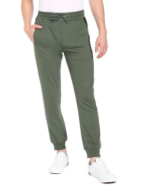 u.s. polo assn. olive cotton regular fit striped trackpants