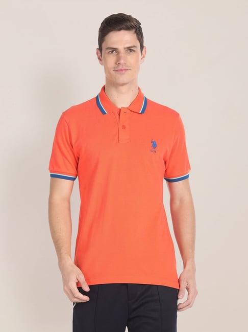 u.s. polo assn. orange muscle fit cotton polo t-shirt