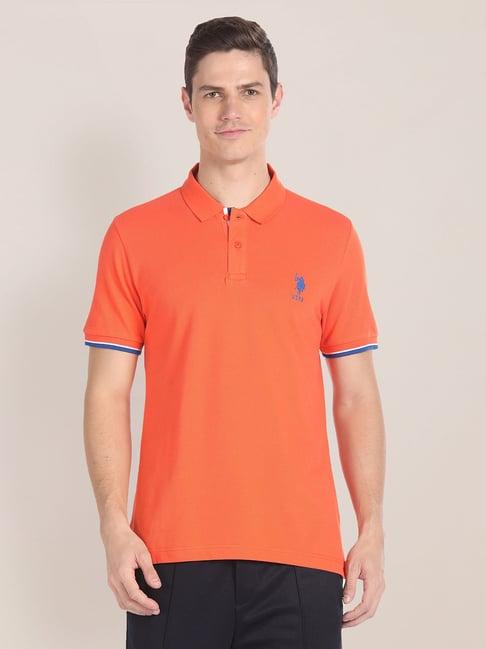 u.s. polo assn. orange muscle fit cotton polo t-shirt