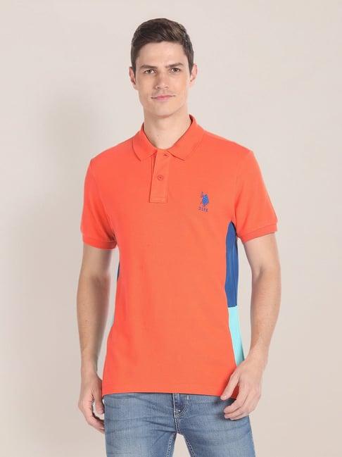 u.s. polo assn. orange muscle fit cotton polo t-shirt