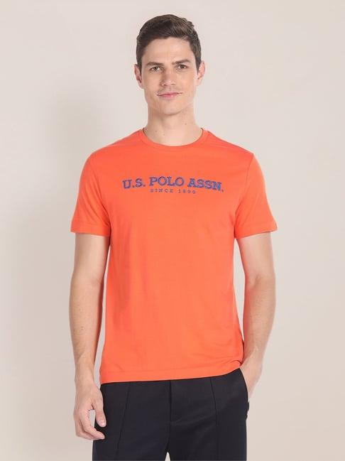 u.s. polo assn. orange regular fit cotton crew t-shirt