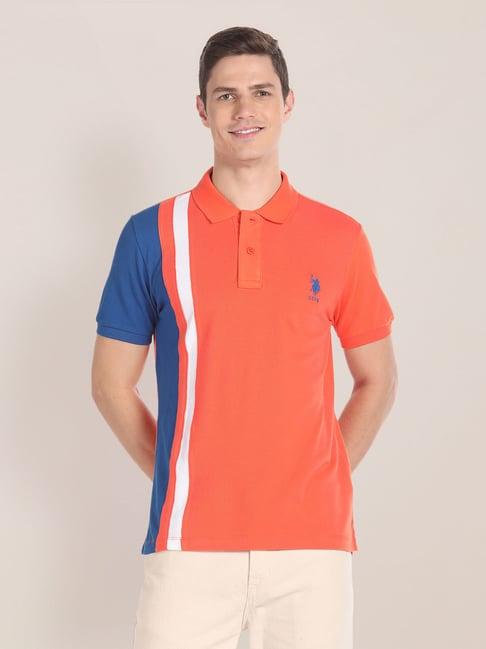 u.s. polo assn. orange regular fit cotton polo t-shirt